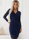 numoco Čipkana haljina s dekolteom - tamnoplava Numoco