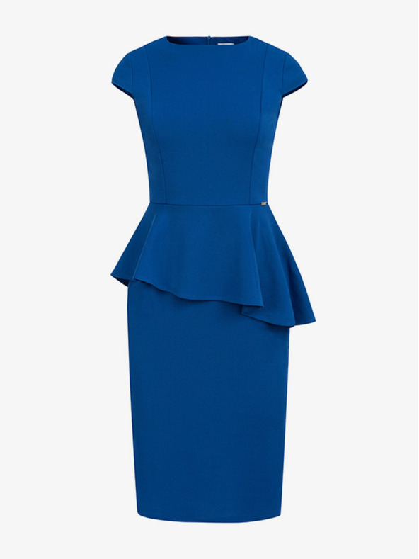 numoco Elegantna midi haljina s volanima - plava Numoco