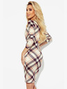 numoco Krojena haljina s širokim dekolteom i dugim rukavima - bež i crni karirani Numoco