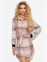 numoco Haljina košulja s gumbima - bež i bijeli karirani Numoco