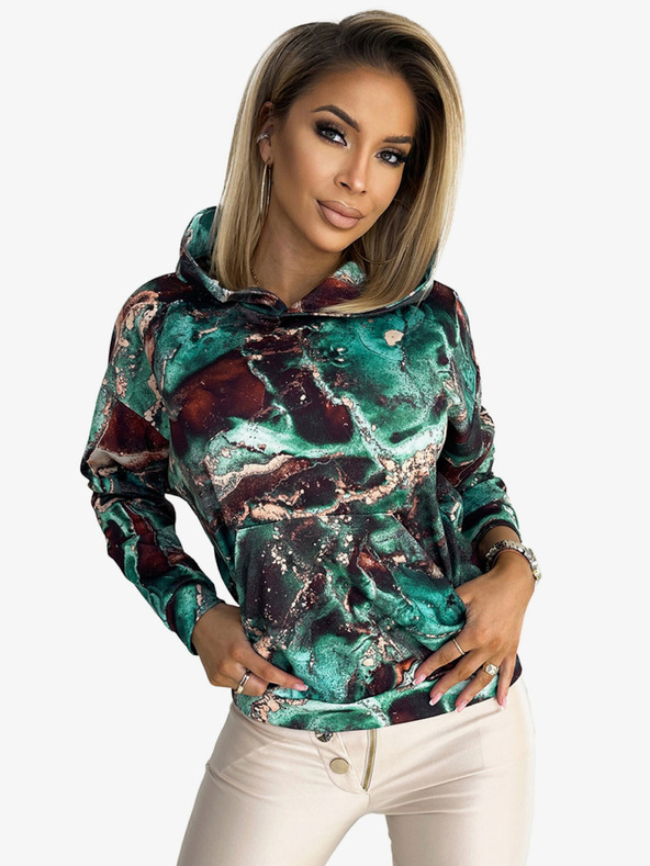 numoco Klokanska majica s kapuljačom - Numoco tirkizno smeđi mramor