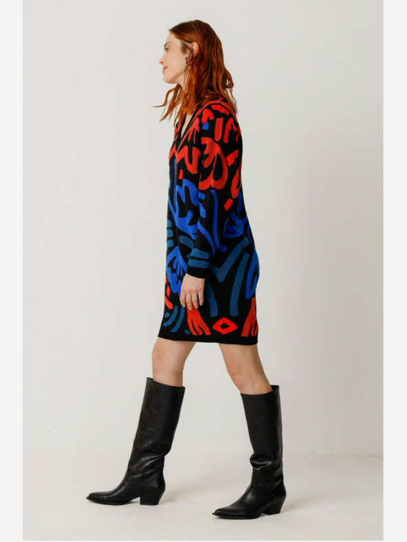 SKFK Plavo-narančasta ženska džemper haljina SKFK s uzorkom