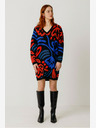 SKFK Plavo-narančasta ženska džemper haljina SKFK s uzorkom