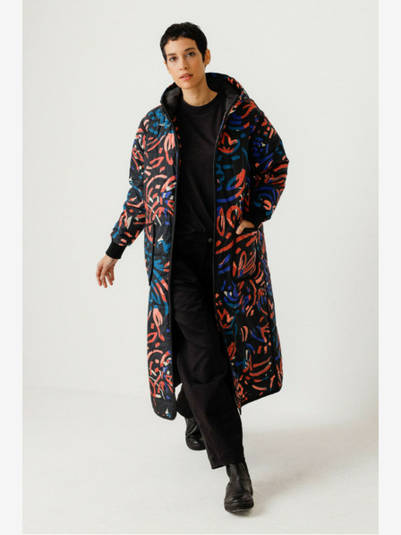 SKFK Plavo-narančasti ženski zimski kaput s uzorkom SKFK