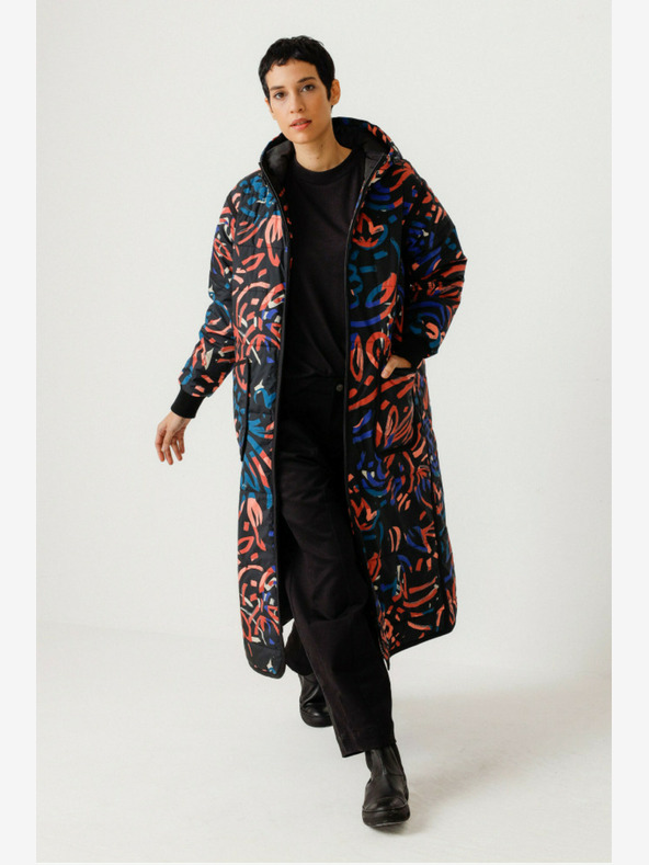 SKFK Plavo-narančasti ženski zimski kaput s uzorkom SKFK