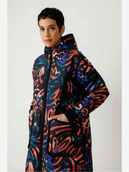 SKFK Plavo-narančasti ženski zimski kaput s uzorkom SKFK