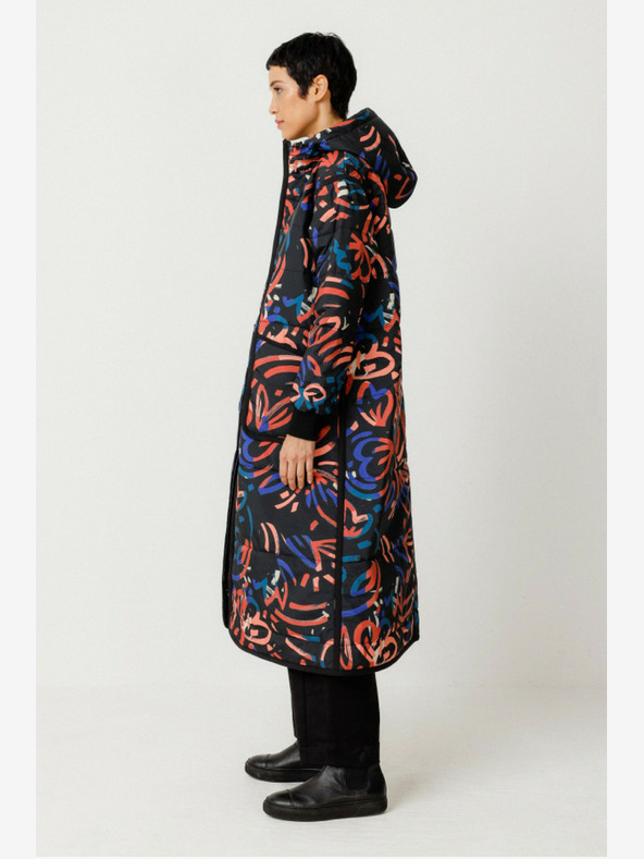 SKFK Plavo-narančasti ženski zimski kaput s uzorkom SKFK