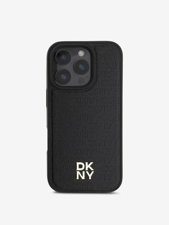 DKNY DKNY PU kožna ponovljena šara logotipa MagSafe stražnja maska ​​za iPhone 16 Pro crna