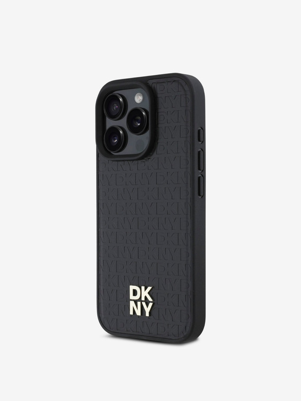 DKNY DKNY PU kožna ponovljena šara logotipa MagSafe stražnja maska ​​za iPhone 16 Pro crna