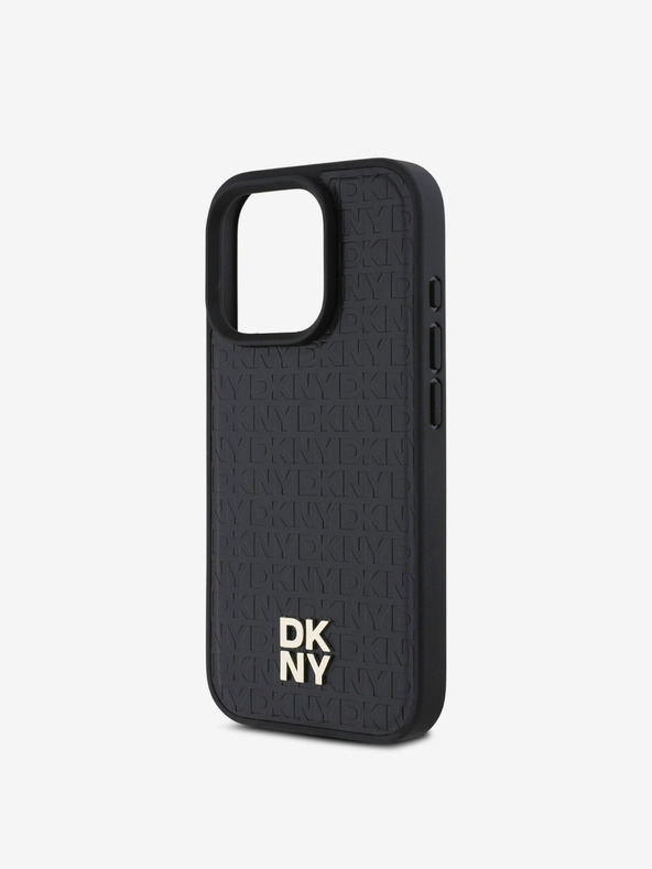 DKNY DKNY PU kožna ponovljena šara logotipa MagSafe stražnja maska ​​za iPhone 16 Pro crna