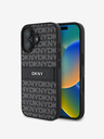 DKNY DKNY PU kožna stražnja maska ​​s tonskim prugama s ponavljajućim uzorkom za iPhone 16 crna