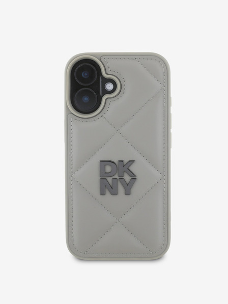 DKNY DKNY PU kožna prošivena stražnja maska ​​s logotipom za iPhone 16 siva
