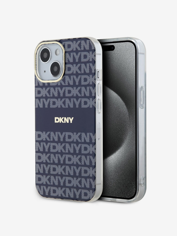 DKNY PC/TPU ponovljeni uzorak Tonal Stripe Magsafe stražnja maska ​​za iPhone 15 plava DKNY