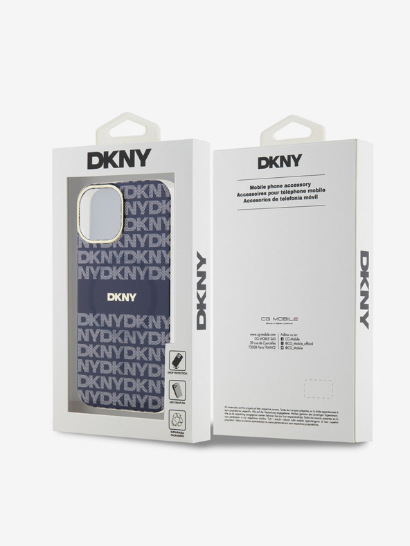 DKNY PC/TPU ponovljeni uzorak Tonal Stripe Magsafe stražnja maska ​​za iPhone 15 plava DKNY