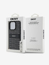 DKNY DKNY PU kožna stražnja maska ​​s ponavljajućim uzorkom u tonskim prugama za iPhone 16 Pro crna