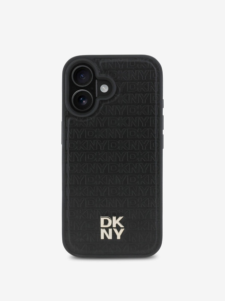 DKNY DKNY PU kožna ponovljena šara logotipa MagSafe stražnja maska ​​za iPhone 16 crna