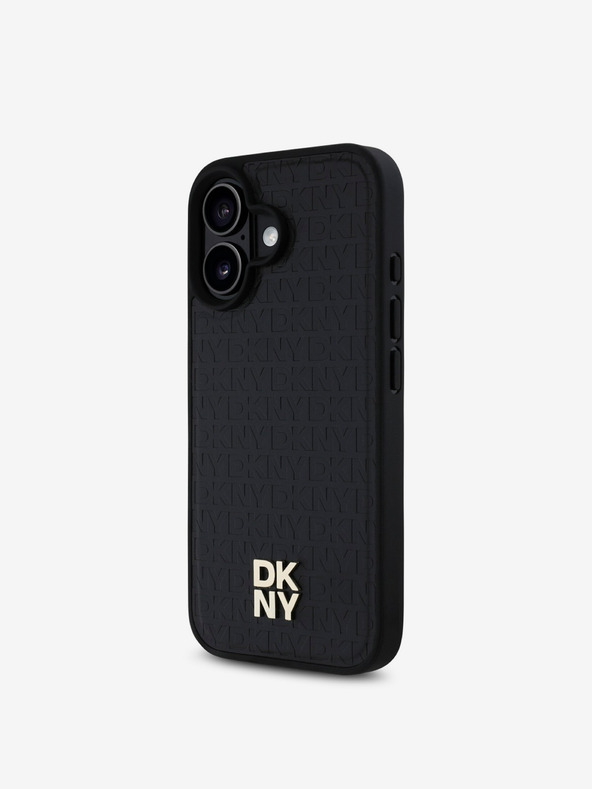 DKNY DKNY PU kožna ponovljena šara logotipa MagSafe stražnja maska ​​za iPhone 16 crna
