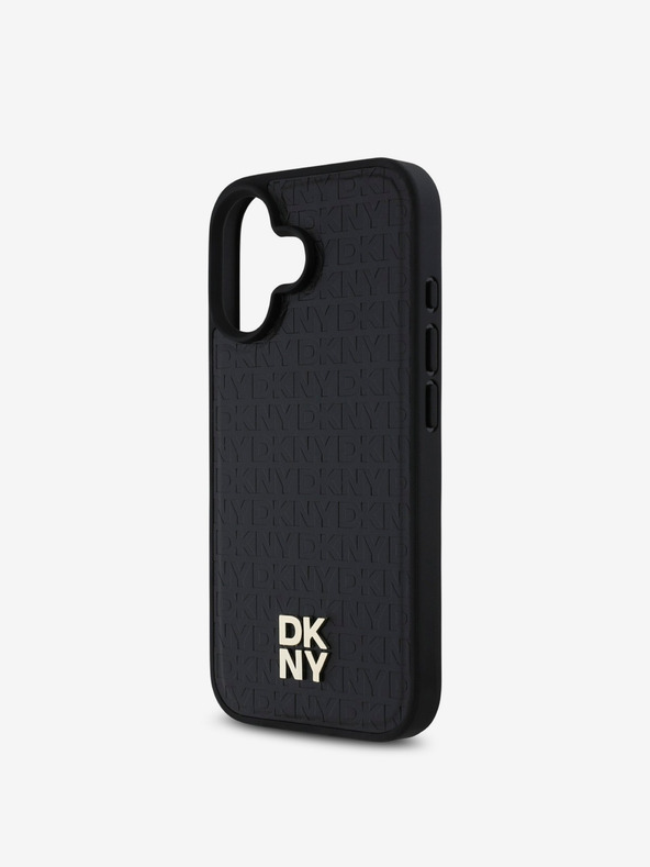 DKNY DKNY PU kožna ponovljena šara logotipa MagSafe stražnja maska ​​za iPhone 16 crna
