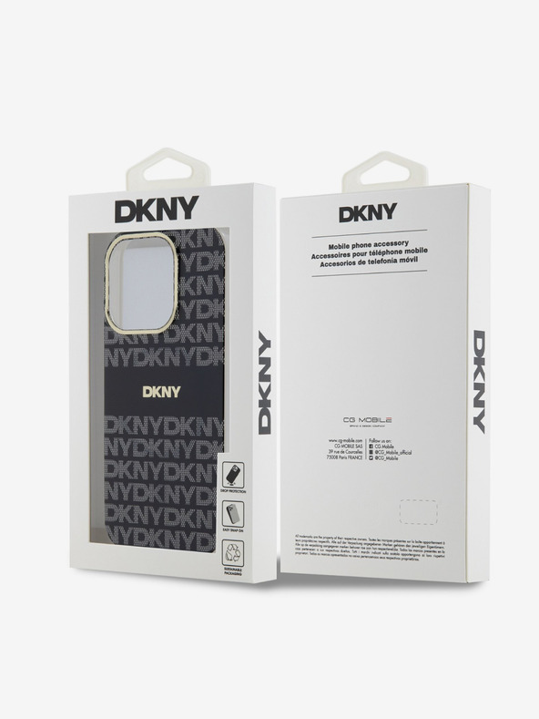 DKNY PC/TPU ponavljajući uzorak Tonal Stripe Magsafe stražnja maska ​​za iPhone 13 Pro Max crna DKNY