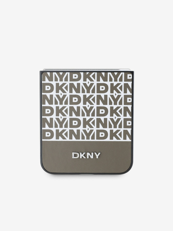 DKNY DKNY stražnja maska ​​s donjim prugama s ponavljajućim uzorkom od PU kože za Samsung Galaxy Z Flip 6 smeđa