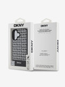 DKNY PU Leather Repeat Pattern Bottom Stripe MagSafe Zadní Kryt pro iPhone 16 Black Etui za telefon