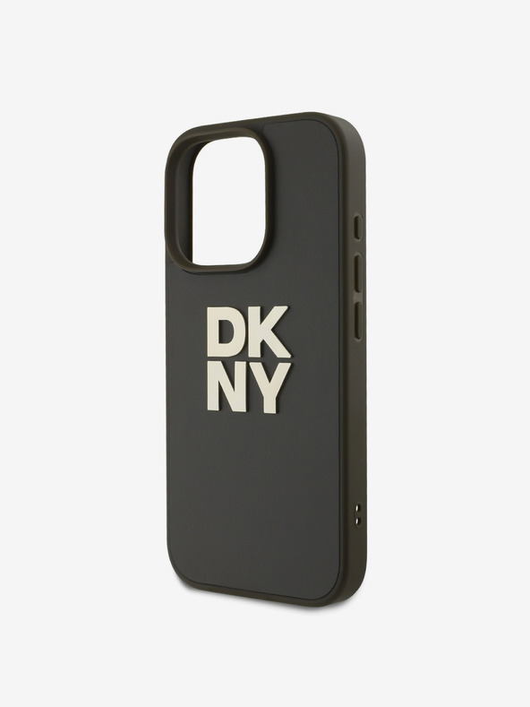DKNY PU Leather Stack Logo Wrist Strap Zadní Kryt pro iPhone 16 Pro Max Green Etui za telefon
