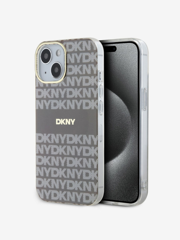 DKNY PC/TPU ponovljeni uzorak Tonal Stripe Magsafe stražnja maska ​​za iPhone 15 bež DKNY