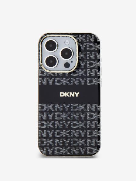 DKNY PC/TPU ponavljajući uzorak Tonal Stripe Magsafe stražnja maska ​​za iPhone 14 Pro crna DKNY