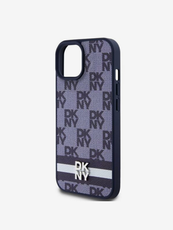 DKNY DKNY PU kožna stražnja maska ​​s kariranim uzorkom i prugama za iPhone 15 plava