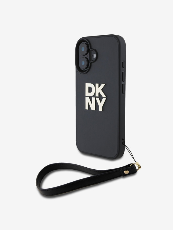 DKNY DKNY PU kožna stražnja maska ​​s logotipom narukvice za iPhone 16 crna