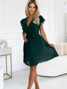 numoco Šifonska plisirana haljina s naboranim izrezom - Numoco zelena