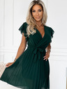 numoco Šifonska plisirana haljina s naboranim izrezom - Numoco zelena