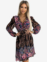 numoco Haljina s naborima u struku i dugim rukavima s izrezom - print tigra + ružičasto cvijeće Numoco