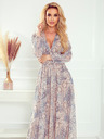 numoco Midi haljina od šifona - bež i plavi boho uzorak Numoco