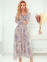 numoco Midi haljina od šifona - bež i plavi boho uzorak Numoco