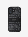 DKNY DKNY PU kožna stražnja maska ​​s ponavljajućim uzorkom u tonskim prugama za iPhone 16 Plus crna