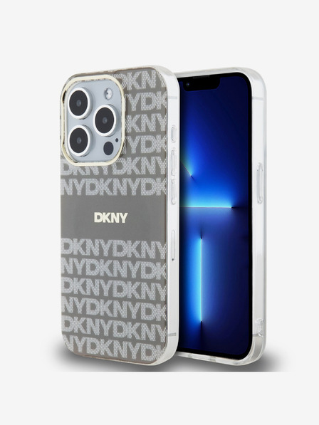 DKNY PC/TPU ponavljajući uzorak Tonal Stripe Magsafe stražnja maska ​​za iPhone 13 Pro Bež DKNY