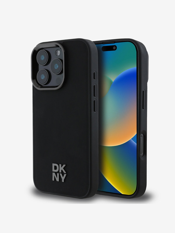 DKNY DKNY PU kožni logotip Magsafe stražnja maska ​​za iPhone 16 Pro crna
