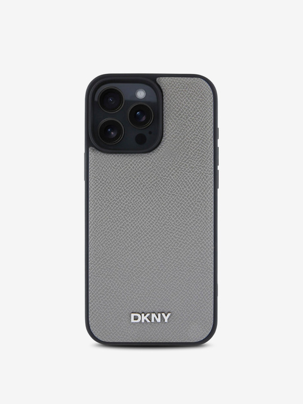 DKNY PU Leather Silver Metal Logo Magsafe iPhone 16 Pro Grey Etui za telefon