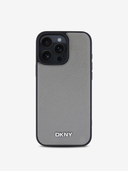 DKNY PU Leather Silver Metal Logo Magsafe iPhone 16 Pro Grey Etui za telefon