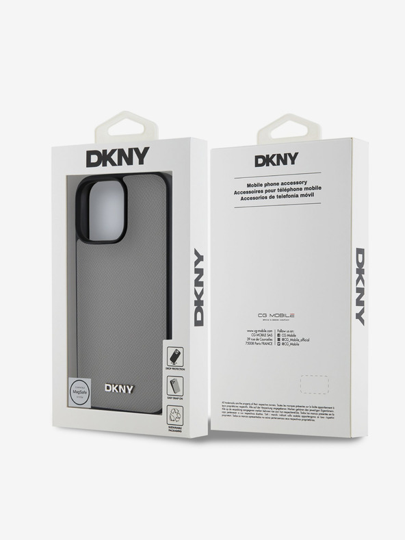 DKNY PU Leather Silver Metal Logo Magsafe iPhone 16 Pro Grey Etui za telefon