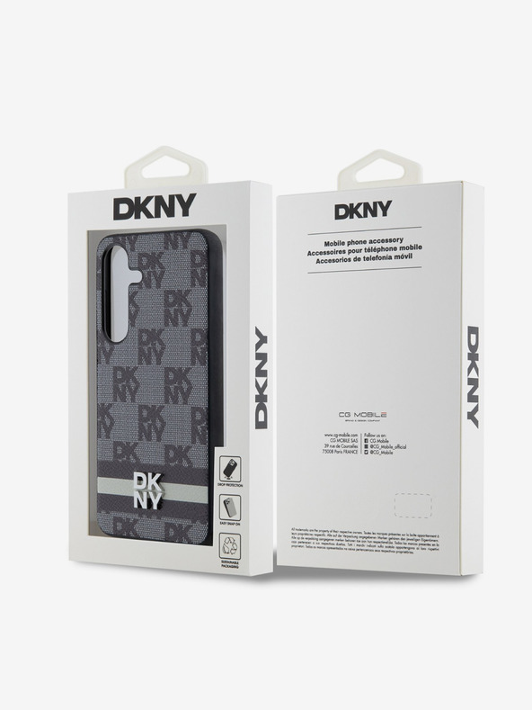 DKNY DKNY PU kožna stražnja maska ​​s kariranim uzorkom i prugama za Samsung Galaxy S24+ crna