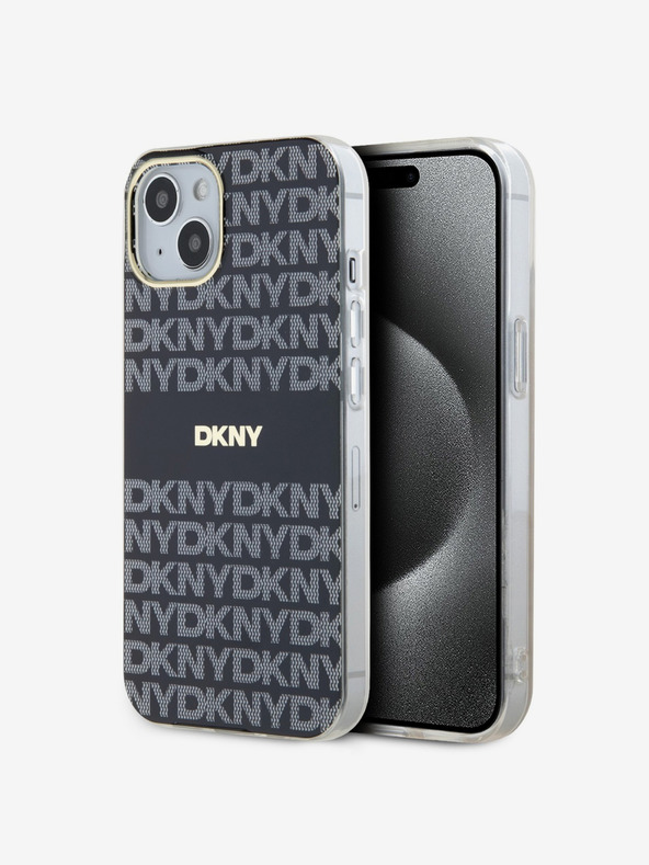 DKNY PC/TPU ponavljajući uzorak Tonal Stripe Magsafe stražnja maska ​​za iPhone 15 crna DKNY