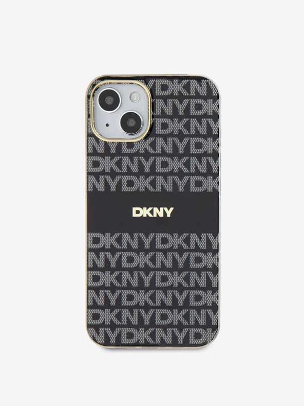 DKNY PC/TPU ponavljajući uzorak Tonal Stripe Magsafe stražnja maska ​​za iPhone 15 crna DKNY