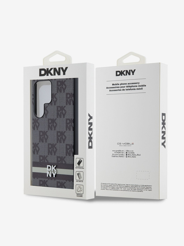 DKNY DKNY PU kožna stražnja maska ​​s kariranim uzorkom i prugama za Samsung Galaxy S24 Ultra crna