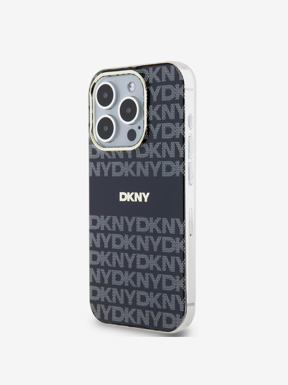 DKNY PC/TPU ponavljajući uzorak Tonal Stripe Magsafe stražnja maska ​​za iPhone 15 Pro Max crna DKNY