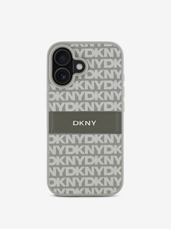 DKNY DKNY stražnja maska ​​s prugastim tonskim uzorkom od PU kože za iPhone 16 bež