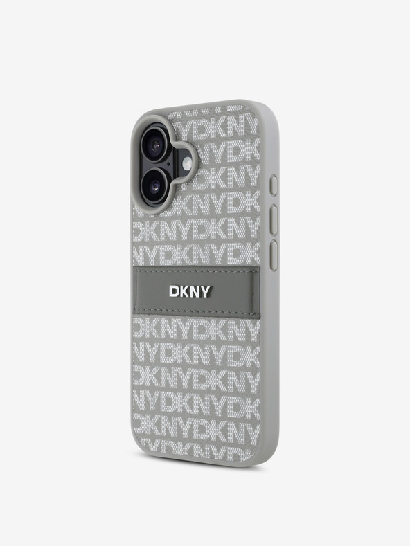 DKNY DKNY stražnja maska ​​s prugastim tonskim uzorkom od PU kože za iPhone 16 bež