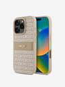 DKNY DKNY PU kožna stražnja maska ​​s ponavljajućim uzorkom u tonskim prugama za iPhone 16 Pro Max, ružičasta