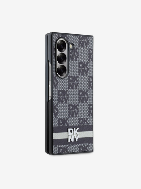 DKNY DKNY PU kožna stražnja maska ​​s kariranim uzorkom i prugama za Samsung Galaxy Z Fold 6 crna